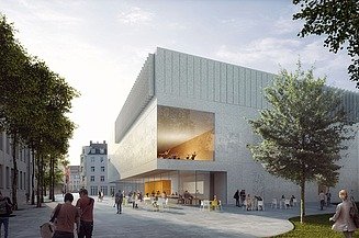 The visualisation shows the new extension to the Cologne University of Music and Dance.