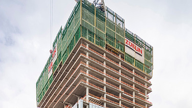 Die Baustelle des EDGE East Side Tower. 