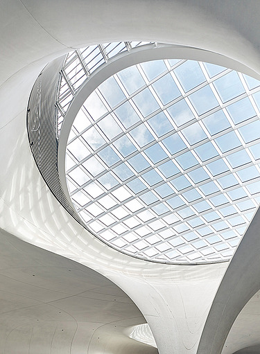 The photo shows a light eye of the new Stuttgart 21 station, which was planned by the Central Engineering Department.