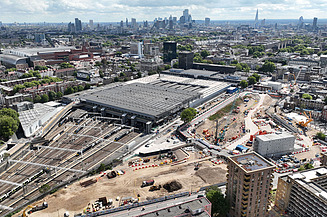 A bird's eye view of London Euston Station.