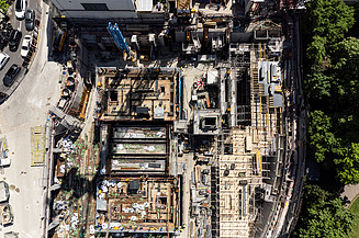 A bird’s-eye view of the foundations of the Central Business Tower.