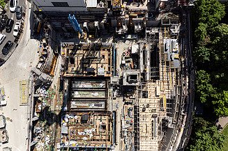 A bird’s-eye view of the foundations of the Central Business Tower.