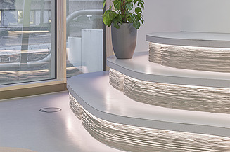 The staircase created with concrete 3D printing in the Z2.0 lounge.